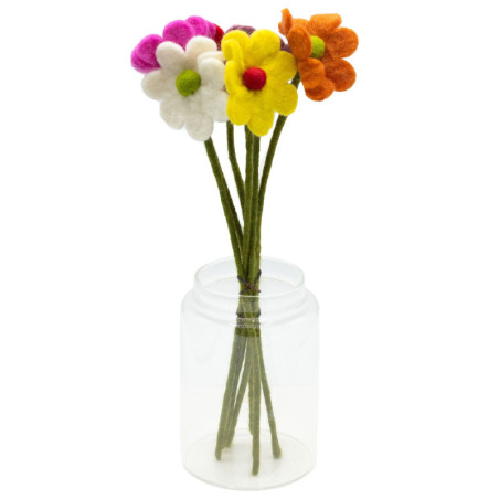 6x Fleurs en feutre - Marguerite (couleurs assorties)