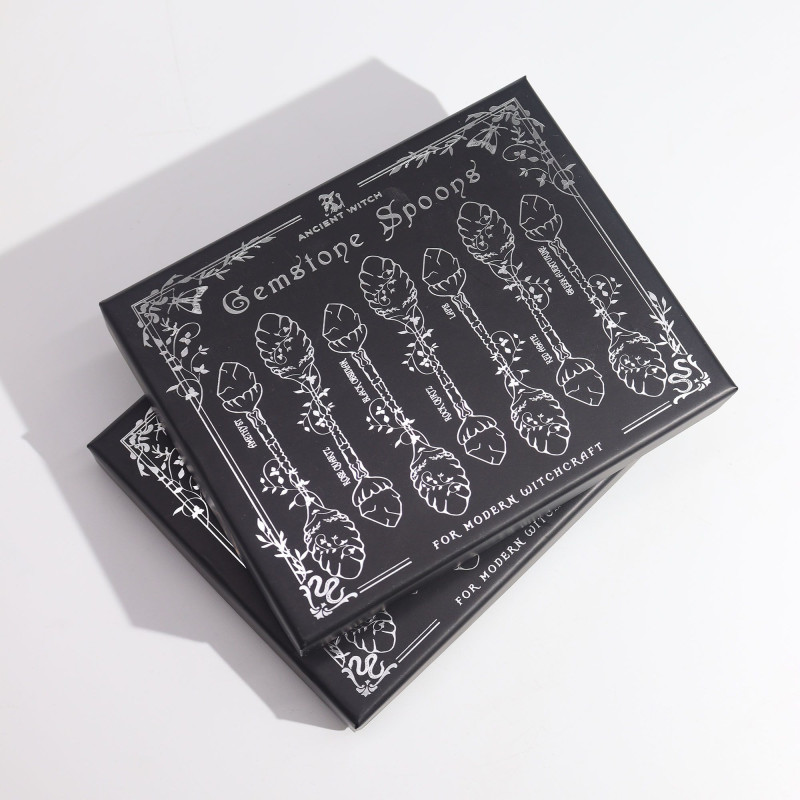 Ensemble de 7 cuillères de sorcière en bronze et cristal
