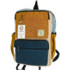 Grand sac à dos carré en chanvre - Bleu sarcelle et curcuma