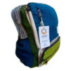 Grand sac à dos carré en chanvre - Bleu sarcelle et sauge