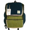 Grand sac à dos carré en chanvre - Bleu sarcelle et sauge