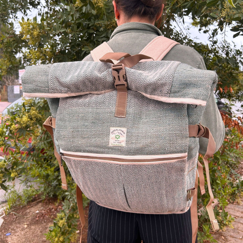 Sac à dos de randonnée à roulettes en chanvre - Sauge