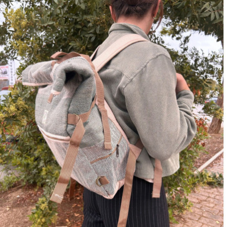 Sac à dos de randonnée à roulettes en chanvre - Sauge