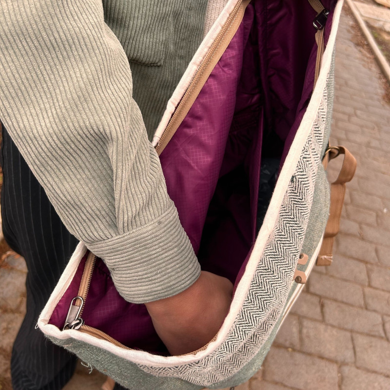Sac à dos de randonnée à roulettes en chanvre - Sauge