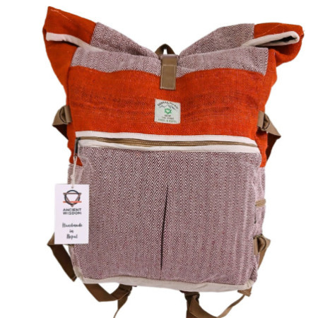Sac à dos de randonnée à roulettes en chanvre - Orange coucher de soleil