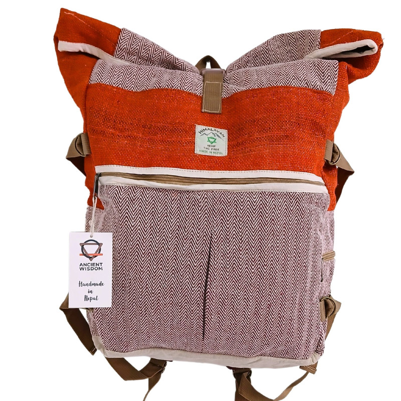 Sac à dos de randonnée à roulettes en chanvre - Orange coucher de soleil