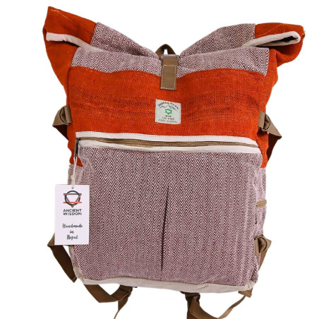 Sac à dos de randonnée à roulettes en chanvre - Orange coucher de soleil