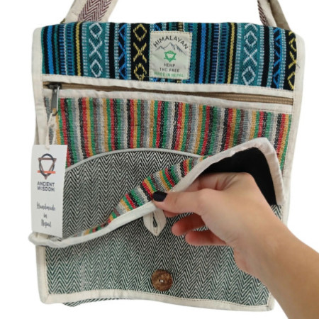 Sac messager pour ordinateur portable en chanvre - Curves