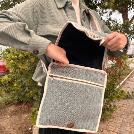 Sac messager pour ordinateur portable en chanvre - Curves