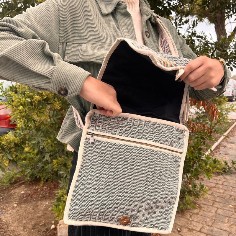 Sac messager pour ordinateur portable en chanvre - Curves
