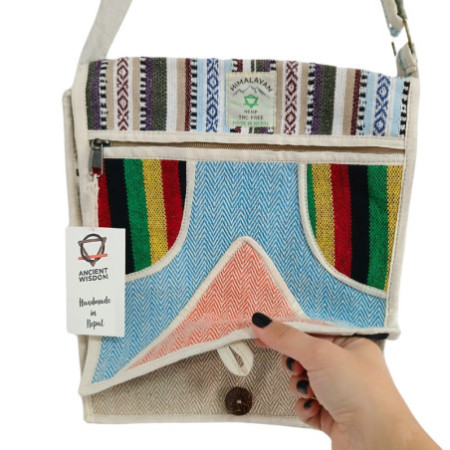 Sac messager pour ordinateur portable en chanvre - Triangle