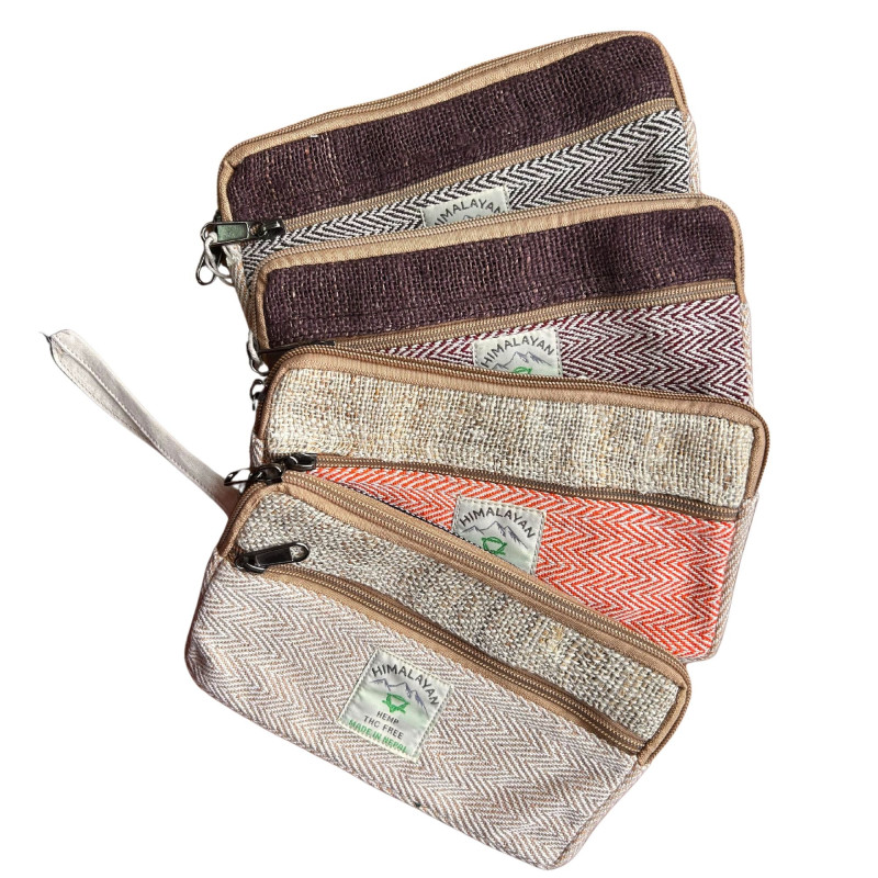 Pochette zippée en chanvre pour téléphone/tabac/tout autre objet (assorti)