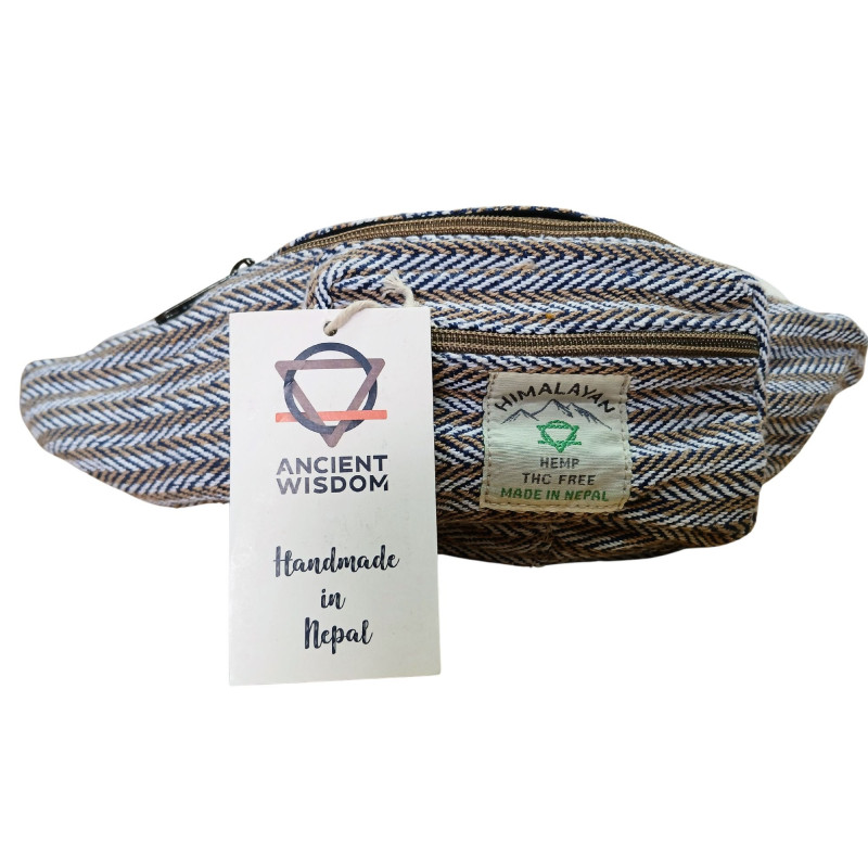 Sac banane en coton et chanvre - Bleu