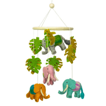 Mobile en feutre fait main - Éléphant