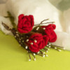 6x Fleurs en feutre - Roses rouges