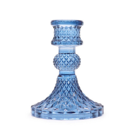 Lot de 2 bougeoirs vintage pour dîner - Bleu roi