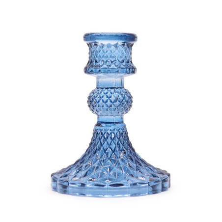 Lot de 2 bougeoirs vintage pour dîner - Bleu roi
