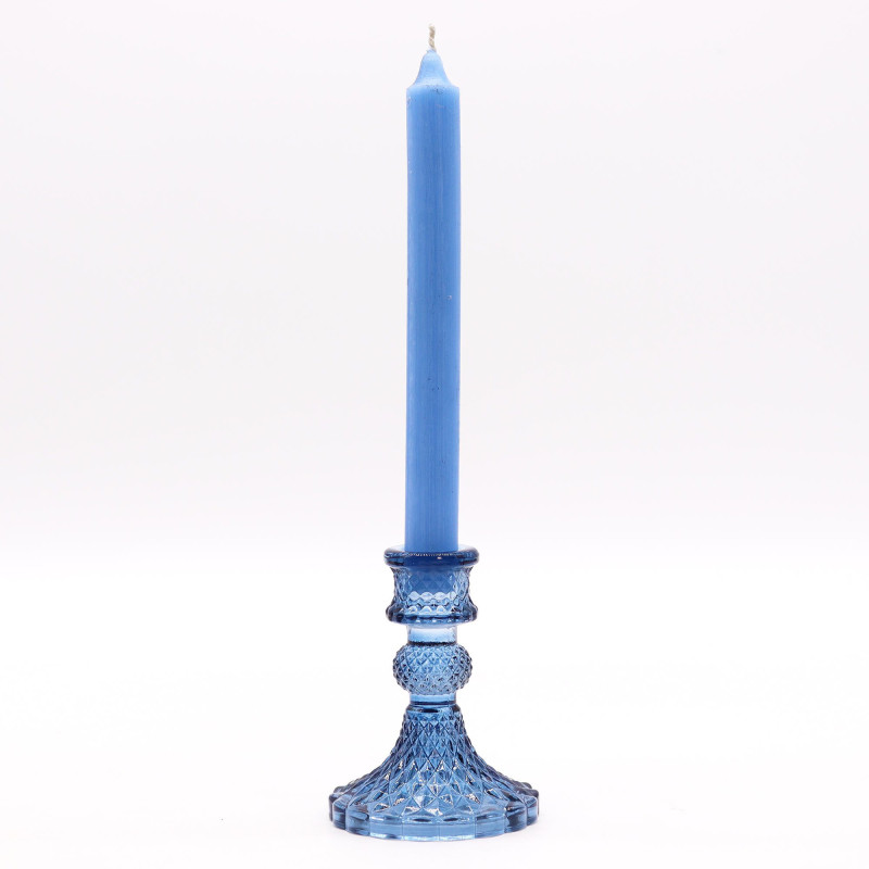 Lot de 2 bougeoirs vintage pour dîner - Bleu roi