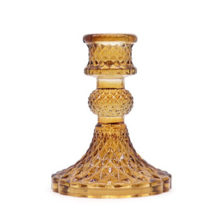 Lot de 2 bougeoirs vintage pour dîner - Ambre antique