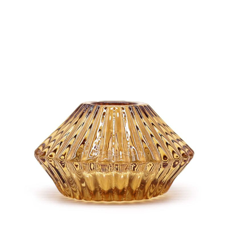 Lot de 2 bougeoirs à fleurs à bascule - Ambre antique