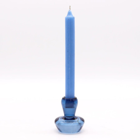 Lot de 2 photophores/bougies chauffe-plats à motif champignon - Bleu roi