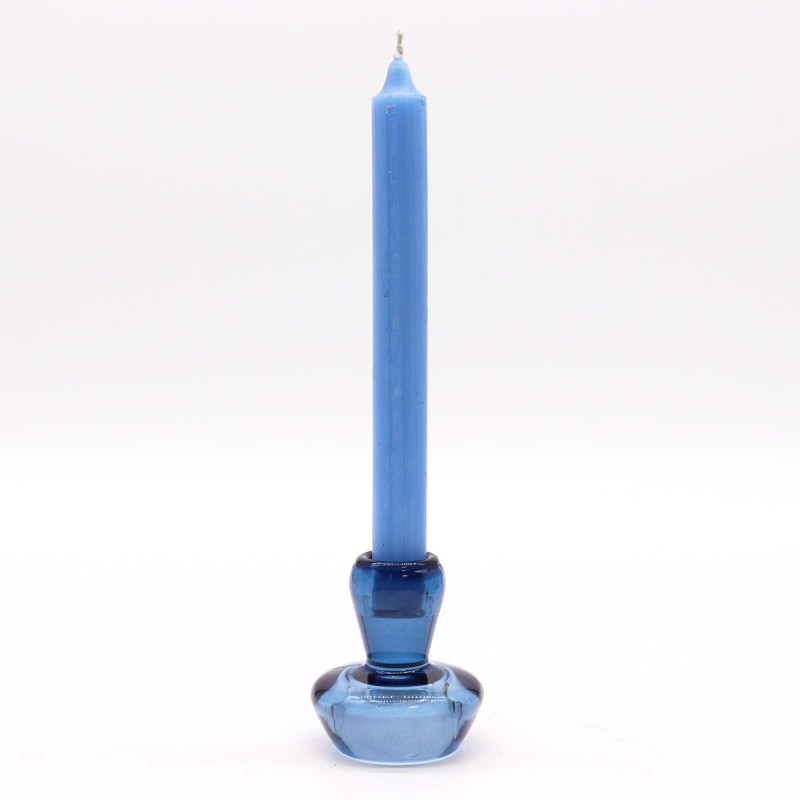 Lot de 2 photophores/bougies chauffe-plats à motif champignon - Bleu roi