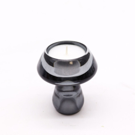 Lot de 2 photophores/bougies chauffe-plat à motif champignon - Gris nuit