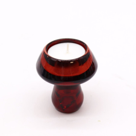 Lot de 2 photophores/bougies chauffe-plat à motif champignon - Rouge vampire