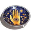 Assiette d'offrande émaillée à trois pieds - Hamsa bleu nuit