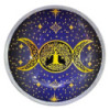 Assiette d'offrande émaillée à trois pattes - Triple lune violette