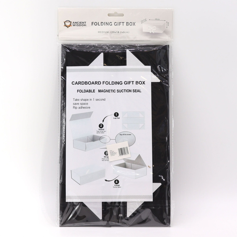 Coffret cadeau en kit - Carré moyen (20 x 18,2 x 8 cm) - Noir