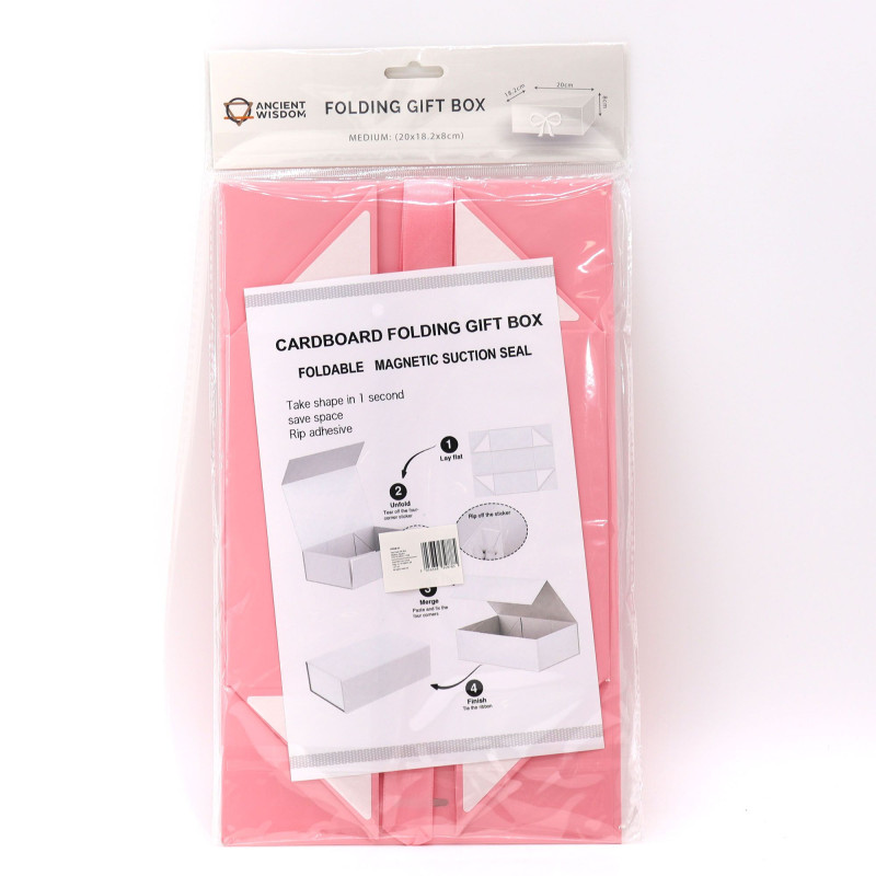 Coffret cadeau en kit - Carré moyen (20 x 18,2 x 8 cm) - Rose