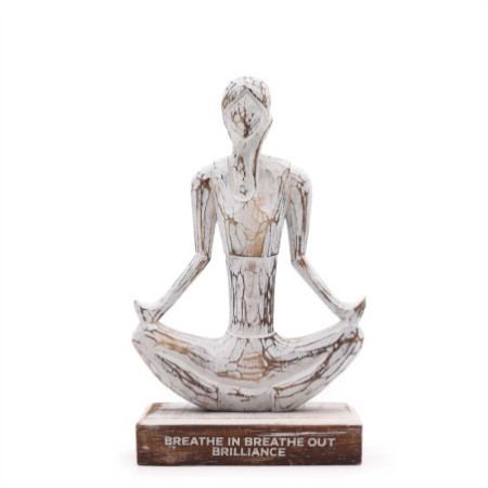 Dame de yoga en bois - Blanchiment - Pose facile - « Inspirez, expirez, brillance »