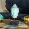 Tête de Bouddha immobile sur support - Cuivre vert