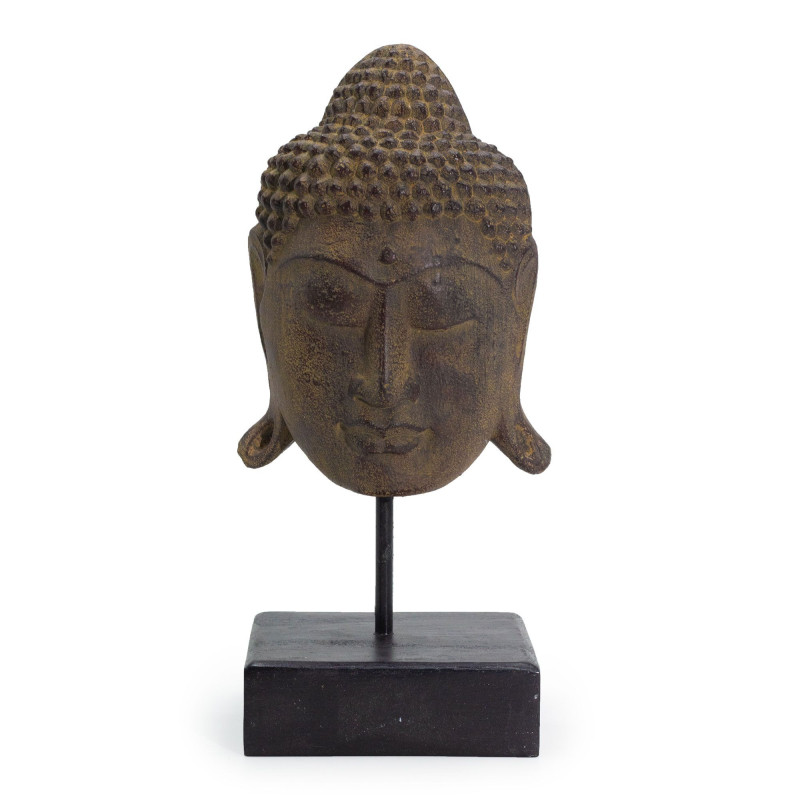Grande tête de Bouddha de la Sérénité sur support - Gris