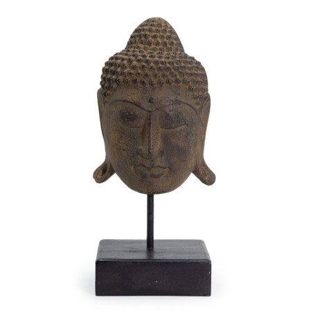 Grande tête de Bouddha de la Sérénité sur support - Gris