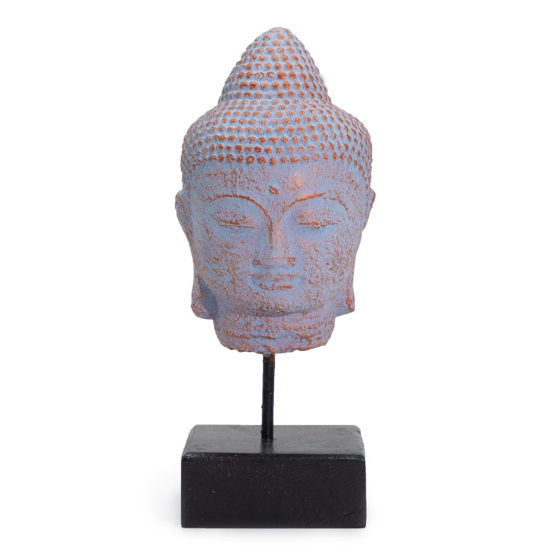 Tête de Bouddha immobile sur support - Cuivre bleu