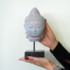 Tête de Bouddha immobile sur support - Cuivre bleu