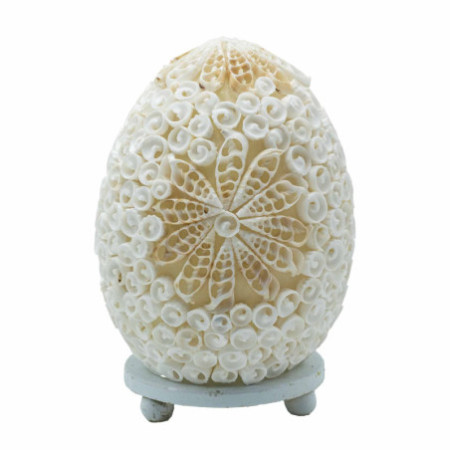 Lampe coquillage Boho - Coquillage ovale découpé - 15 cm
