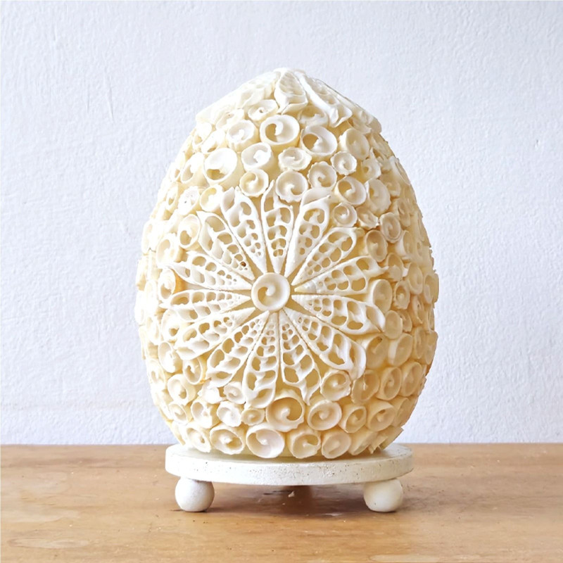 Lampe coquillage Boho - Coquillage ovale découpé - 15 cm