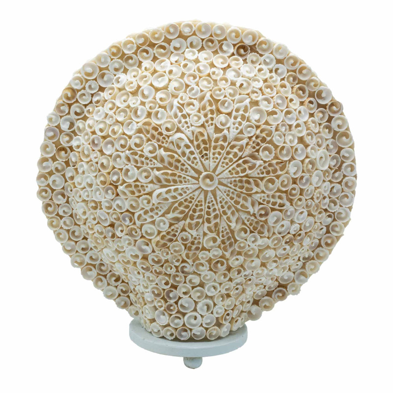 Lampe coquillage Boho - Coquillage Art Découpé Grand Rond - 30 cm