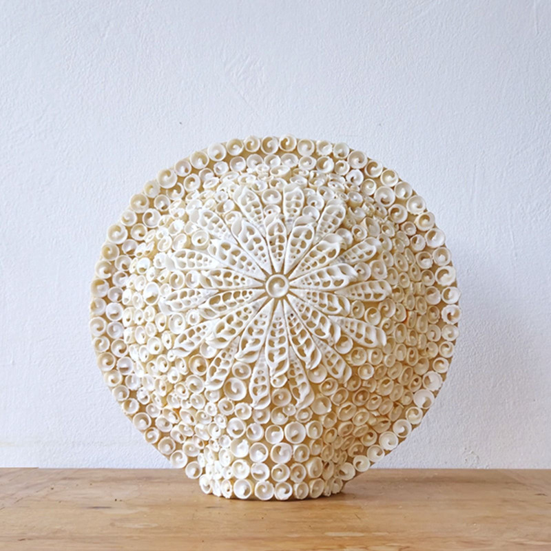 Lampe coquillage Boho - Coquillage Art Découpé Grand Rond - 30 cm