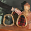 Ensemble de 3 miroirs en forme de galet - Finition marron foncé