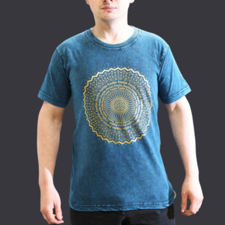 Petit t-shirt délavé à la pierre - Mandala - Bleu