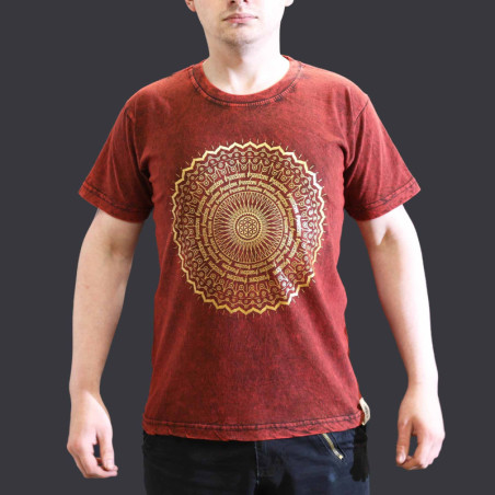 Petit t-shirt délavé à la pierre - Mandala - Bordeaux