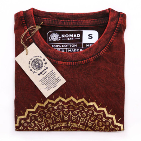 Petit t-shirt délavé à la pierre - Mandala - Bordeaux