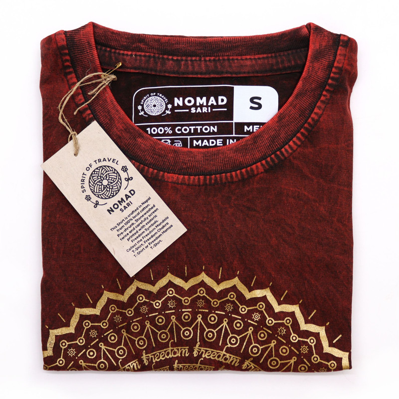 Petit t-shirt délavé à la pierre - Mandala - Bordeaux