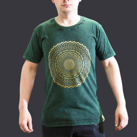 Petit t-shirt délavé à la pierre - Mandala - Vert