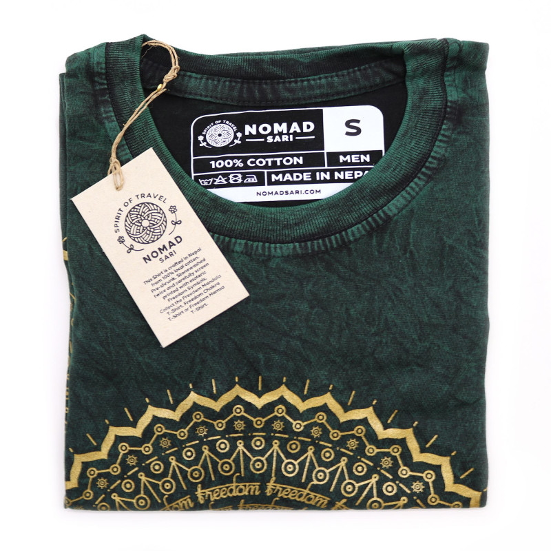 Petit t-shirt délavé à la pierre - Mandala - Vert