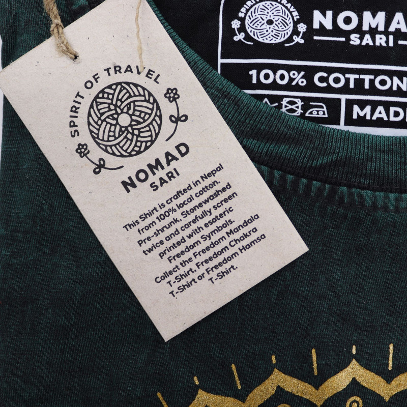 T-shirt délavé à la pierre de taille moyenne - Mandala - Vert